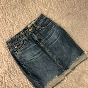 AG Adriano Goldschmied Erin Frayed Hem Blue Jean Denim Skirt size 25R